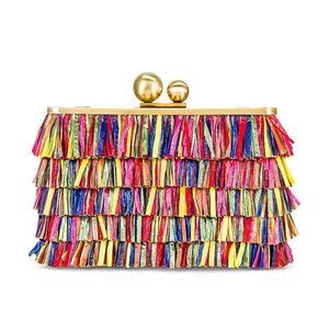 olga berg Carlita Carnivale Clutch in Multi New Womens Shoulder Purse Bag